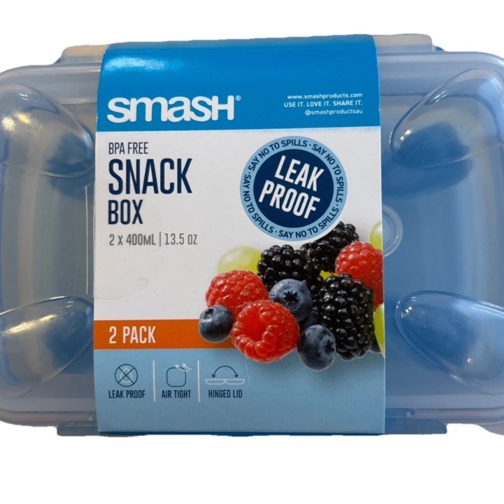 SMASH BPA FREE SNACKBOX LEAK PROOF 2x 400ml 13.5 Oz Airtight